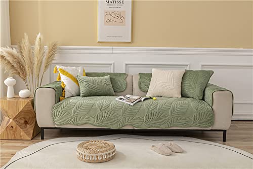 Sofa/Couch überzug, WYJHNL Sofaüberwurf Bezug Dekoration Milchsamt Blattgold Sofabezug/Couchbezug Möbel Protektor Couch Cover 1 2 3-Sitzer L Form U Form Ecksofa 70*180cm Green Cover