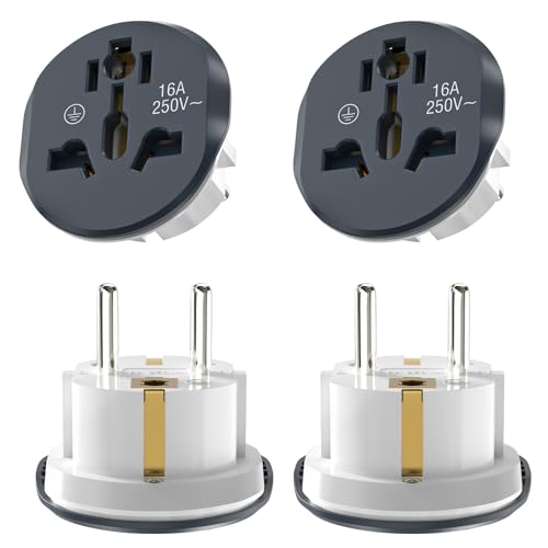 VIEVRE 4 adaptadores de enchufe universales, adaptador de corriente, adaptador de viaje, enchufe de Reino Unido a UE, adaptador universal de viaje del mundo a Europa