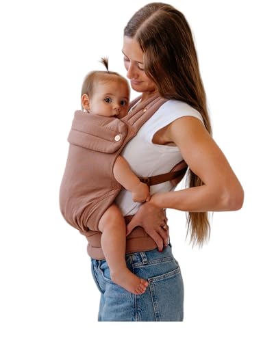 Image of Mabē Monarch Ergonomic Baby Carrier – Premium Cotton Soft Structured Newborn to Toddler Carrier with Hip-Healthy Design, 3 Carry Positions (7-35lbs), Lightweight & Breathable, (Mocha)