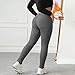 Black Leggings with Pockets for Women:Fashion Button Down Mid Wasit Long Pants Winter Warm Fleece Lined Trousers(Gray,Medium)