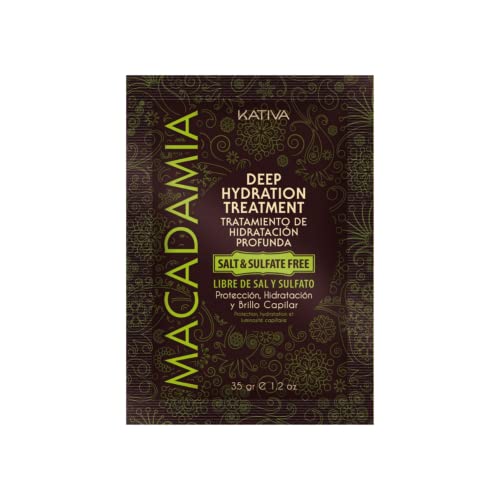 Kativa Macadamia Tratamiento de Hidratación Profunda 35 gr | Mascarilla Pelo | Hidratación, Suavidad y brillo | Cabello Seco y Deshidratado | Omega 3 y 6 y Vitamina D