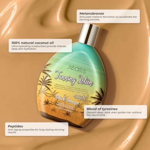 jeallis extreme dark tanning lotion accelerator for indoor tanning beds amp outdoor sun tan with bronzer to get dark fast tan bronzing tanning lotion with tattoo protecting formula dha free 135oz