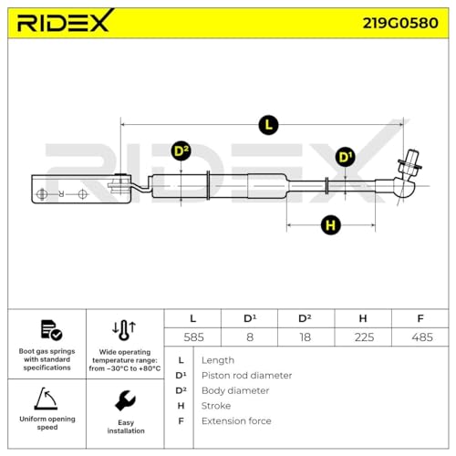 RIDEX Pistoncini portellone SUBARU 219G0580 63269AJ000 - 6