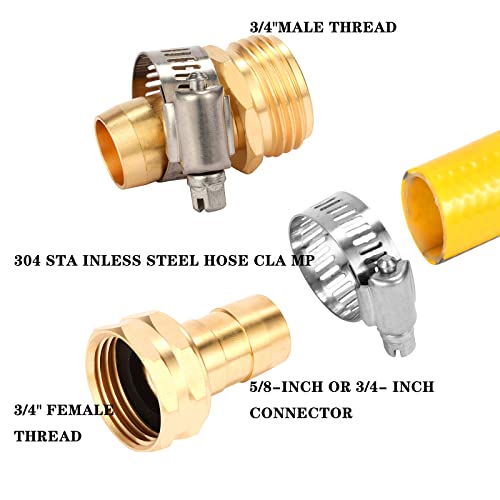Sanpaint,Brass Garden Hose Repair Connector With Clamps, Fit For 3/4" Or 5/8" Garden Hose Fitting,3-Set #TOP1