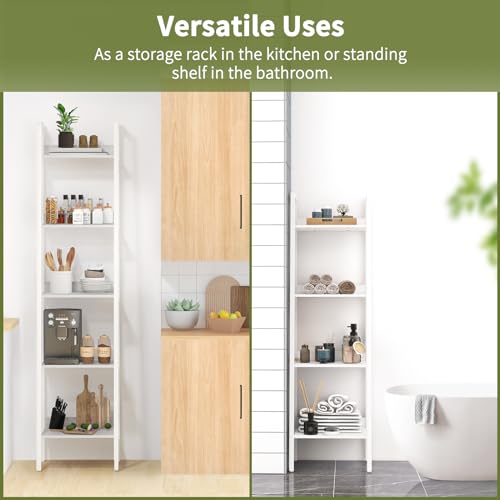 image for Yoobure Ladder Shelf, 4 Tier Tall Ladder Bookshelf Corner Shelf, Indus