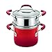 Rachael Ray Classic Brights Hard Enamel Nonstick 3-Quart Covered Steamer Set, Red Gradient
