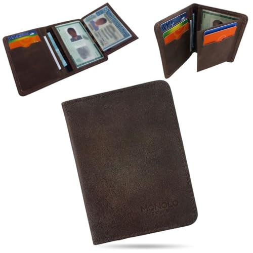 Carteira Porta Cartão Masculina Couro Legítimo Slim RG CNH MONOLO (Marrom Claro)