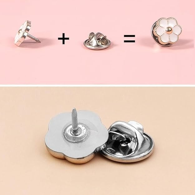 Image of 20Pcs Women Shirt Brooch Pearl No Sew Button Pins Instant Jeans Safety Pin (Black)