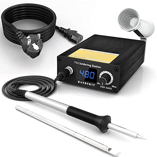 Kit de estación de soldador, estación de soldadura Función de suspensión y espera automática de 60 minutos, Kit de soldador Pantalla digital LED/Calentamiento rápido/Temperatura ajustable 200-480℃ Cover