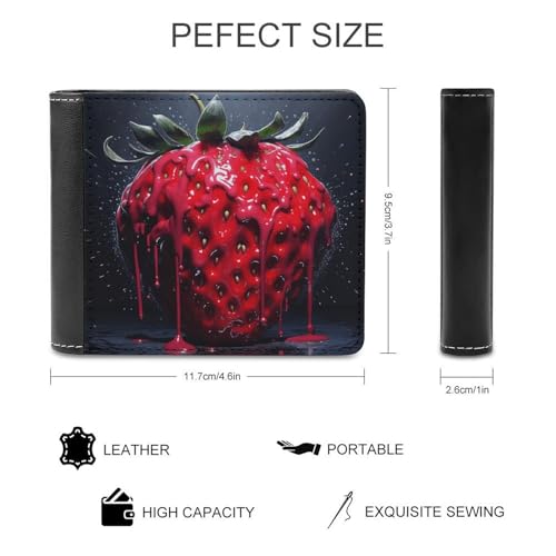 Bright Red Strawberries Men Wallet Slim Thin Credit Card Women Money Clip Leather Bifold Front Pocket Wallets2