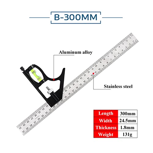 調整可能な定規マルチコンビネーション300mm / 600mm直角定規測定セットユニバーサル定規直角分度器ツール 測定ツール(White)