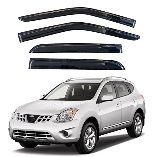 Image of KPY Window Visor Rain Guard Compatible with Nissan Rogue 2009-2013 & Rogue Select 2014-2015, 4PC Side Window Vent Deflectors Tape-On Mugen Style, 2009 2010 2011 2012 2013 2014 2015
