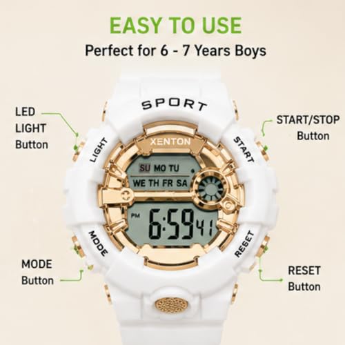 XENTON Store XENTON Digital Sports Watch for Boys & Girls, White - Image 4