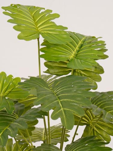 Image of ARICK Decor 2.1Ft Artificial Philodendron Plant with 18 Leaves, 65cm Tall Faux Tropical Heart-Leaf Potted Tree in Black Pot, Realistic Large Silk Leaf Fake Plant for Living Room, Office & Home Decor