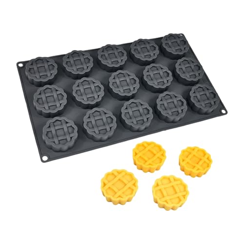 Tmboryuu Moldes de silicona resistentes con 15 cavidades redondas, suministros para hornear y limpieza rápida, accesorio de cocina