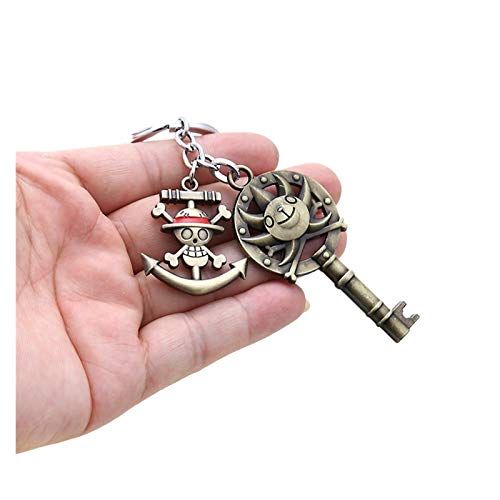 Djujiabh Schlüsselanhänger One Piece Keychain Teufelsfrucht Figur japanischer Strohhut Schädel Luffy Anhänger Schlüsselanhänger aus Metall Seleton Tasche Tränke Geschenk (Color : Keychain1 Box)