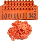 CXBBFUR Etiquetas de oído Azul de Triple Panel con números 001-1000: Etiquetas de identificación de Ganado duraderas para gestión de la Granja de Ganado, Oveja y Cabra (Conjunto de 100) Naranja 0~100