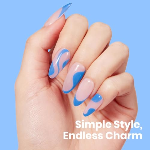 Image of Beetles Blue Gel Nail Polish - Azure Gleam 15ML Full Size /0.51Fl Oz, HEMA-Free Bright Neon Blue Gel Polish,Soak Off UV LED Lamp Nails Art, Manicure Salon DIY Neon Nails