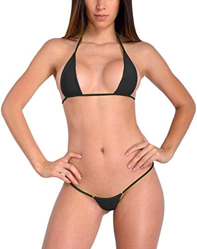 EVAbaby Women Micro G-String Bikini 2 Piece Swimsuit Sheer Extreme Mini Thong Set Bathing Suit Swimwear