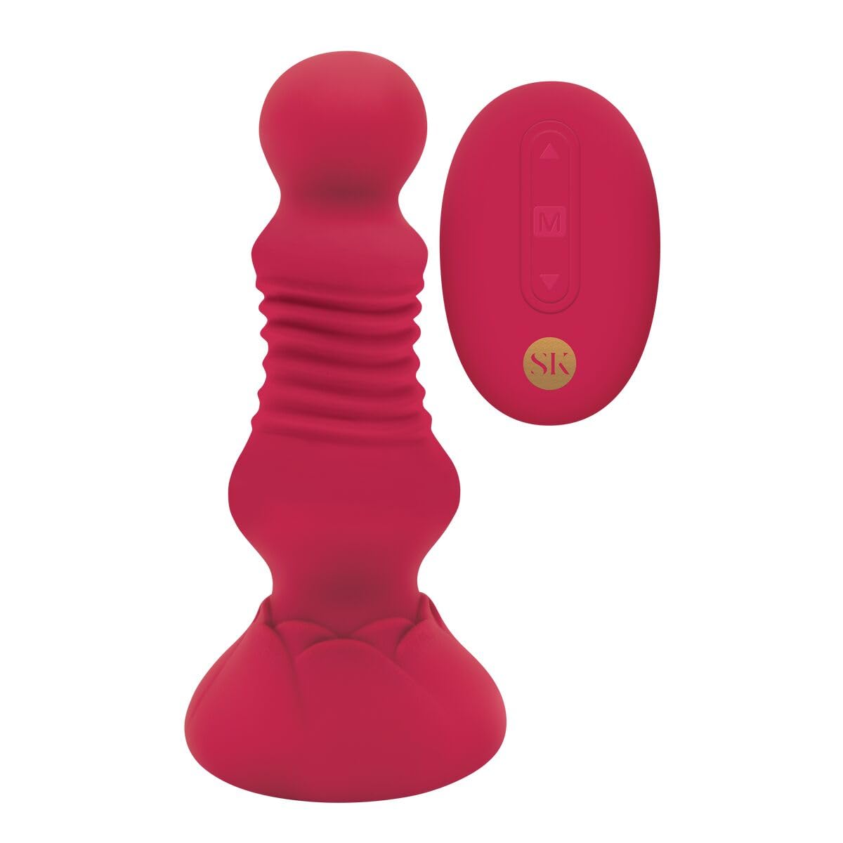 Secret Kisses Plug anale con bocciolo di rosa con spinta remota Red 13 cm