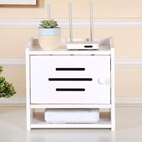 WiFi Router TV Box,Wand Bücherregal Regal Holz Aufbewahrungsbox Regal Halterung,Ständer for Set Top Box Streaming Gerät Spielekonsole (Color