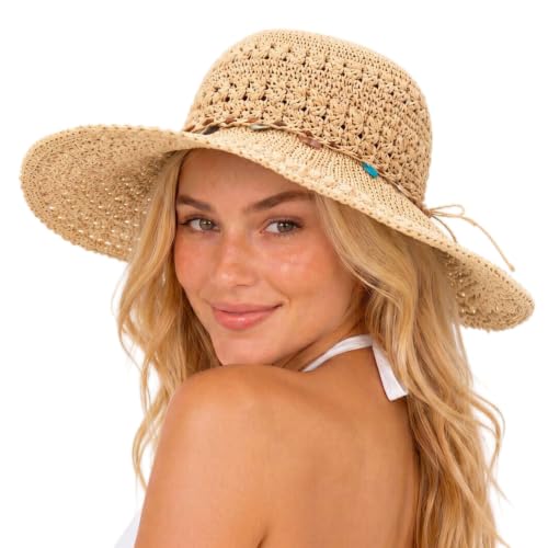 Sombrero playero de paja plegable para mujer miniatura 1