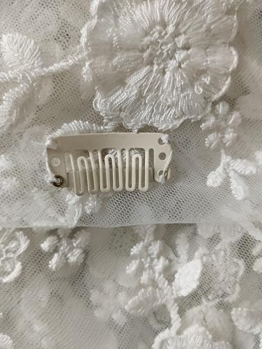 Image of White Triangle church scarf, Christian scarf, with wig clip(wig pin) 120 * 80 cm. Elegant Floral Lace Mantilla Veil, Traditional Catholic Church Head Covering