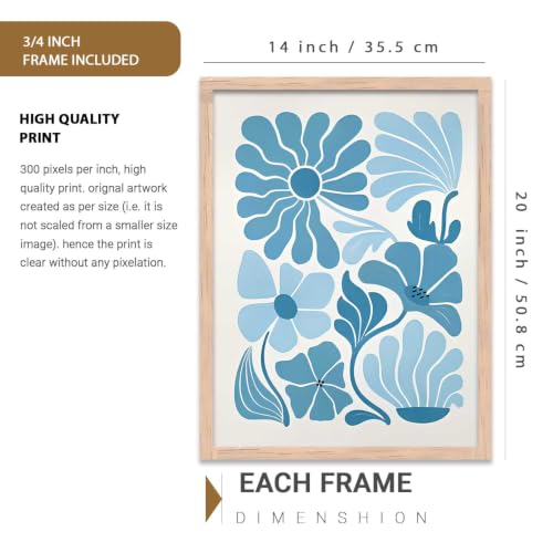 Image of kotart Aesthetic Boho Floral Painting Wall Art Home Decoration | Abstract Floral Aesthetic Paintings With Frame For Living Room Bed Room Hotel Wall Decor Digital Reprint Set of 3 (14x20 Inch)
