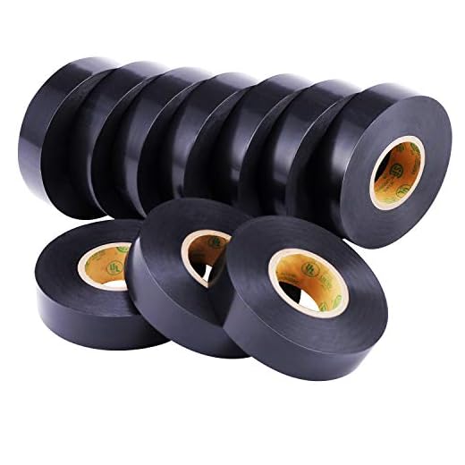 Lichamp 10-Pack Black Electrical Tape Waterproof, 3/4 in x 66ft, Industrial Grade UL/CSA Listed High Temp Electrical Tape Electric Super Vinyl