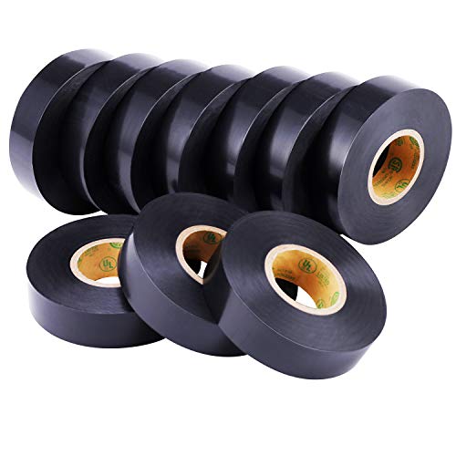 Lichamp 10-Pack Black Electrical Tape Waterproof, 3/4 in x 66ft, Industrial Grade UL/CSA Listed High Temp Electrical Tape Electric Super Vinyl by Lichamp - Used condition - US$15.79