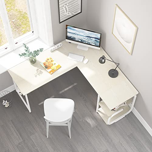 Merronix L Shaped Office Desk, Modern Reversible L Gaming Desk For Home Office, Spacious Desktop Corner Computer Desk, Beige #TOP3