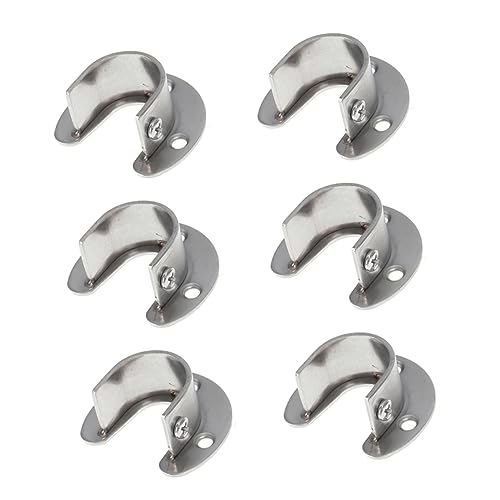 Ciieeo 6pcs Stainless Steel Flange Seat Rod Holder Curtain Closet Drapery Heavy Brackets Duty