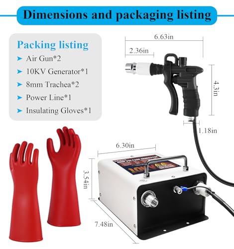 Image of Ionizing Air Gun 10KV Anti Static Gun for Painting Acrylic Electrostatic Elimination (with 2 air guns)