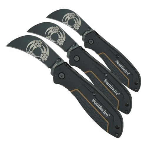 Image of Southwire Folding Knife Hawkbill - Curved Blade for Pull Cuts & Splicing - Rugged Metal Body - Stainless Steel - Comfort Grip Handle - 2.6-Inch Blade (Pack of 3)