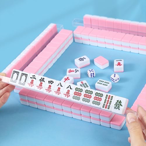 Set mini Mahjong chino portátil con reglas y mantel miniatura 4
