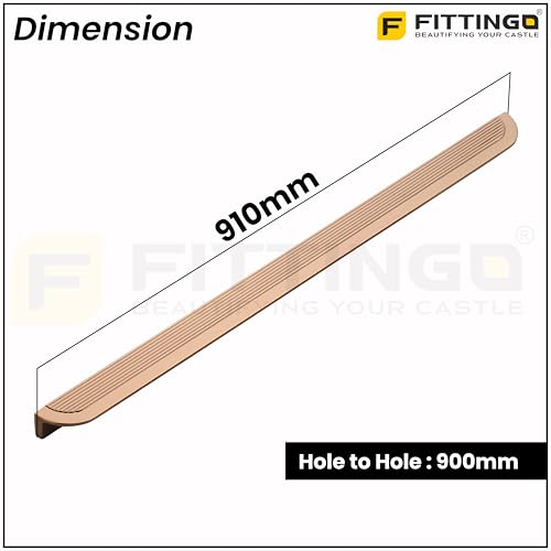 Image of VEZEL Aluminium Wardrobe Handle - Modern Cabinet Pull for Wardrobe, Drawer & Cabinet Furniture, PVD Rose Gold, 900mm - Pack of 2-| 3 Years Warranty |