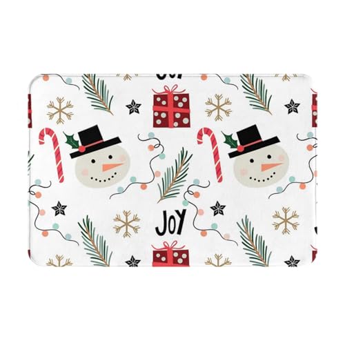 雪だるまのクリスマス 洗える滑り止め付絨毯 防音オールシーズン床暖房マット 40x60cm