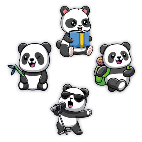 Image of Capio Art MDF Wooden Panda Fridge Magnet | Cute Designer Door Magnets | Multipurpose Office & Kitchen Magnets for Decor | Grey, Aesthetic & Trendy Design | Pack of 4