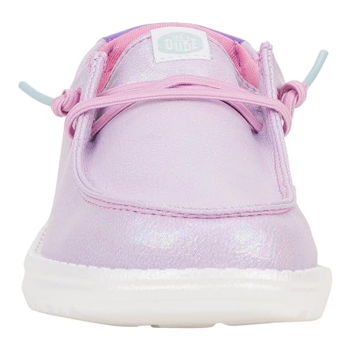 Image of HEYDUDE Kids Wendy Iridescent Sparkle (Little Kid /Big Kid) - Loafers for Kids - Canvas Upper - Cotton Lining