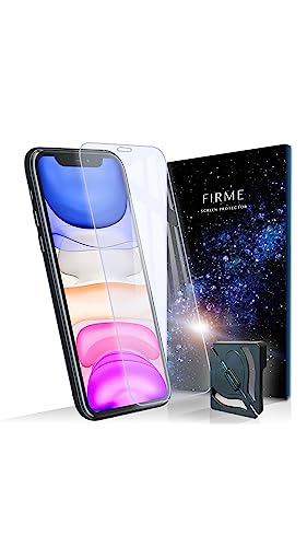 [FIRME] 【99%ブルーライトカット】 iPhone11 用 ガラスフィルム ブルーライトカット いphone11 保護フィルム 硬度10H 高カット率 強化ガラス 変色しない ガイドセット 液晶 保護 指紋防止 クリア カラーレス,iPhone11