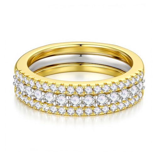 MOOSEA Moissanite Promise Rings for Her 14K Gold Plated 925