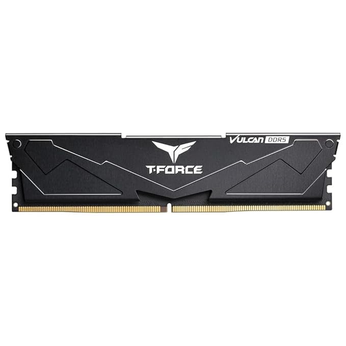 TeamGroup T-Force Vulcan 32GB 6000MHz (6000MT/s) CL38 Black DDR5 UDIMM Desktop Gaming Memory, Metal Heatsink, ECC, XMP 3.0/AMD Expo, Compatible with Intel/AMD CPU, High Performance, Low Latency RAM