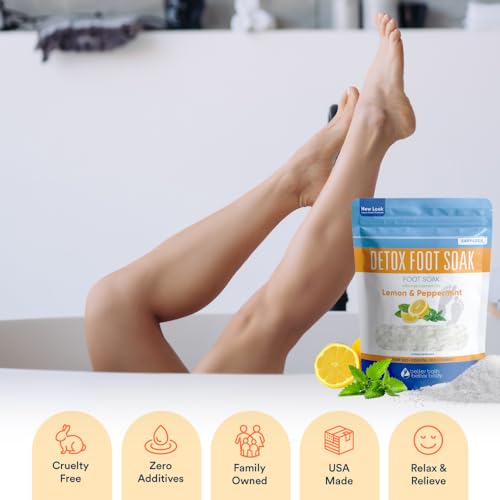 Detox Foot Soak (2 LBs) Epsom Salt Foot Soak with Lemon & Peppermint Essential Oils - Thumbnail 3