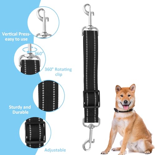 AHQiZFX 2 Stück Hundeleine,Hunde Leine Kurz,Hundehalsband Clips,Reflektierende Nylon Schleppleine,Verstellbarer Haustier Hundehalsband,Hunde Schleppleine mit 2 Karabiner,für Hundewelpen Lauftraining
