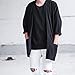 Men's Long Oversized Kimono Cardigan Noragi Japan Jacket Haori Man Yukata Coat (Black)
