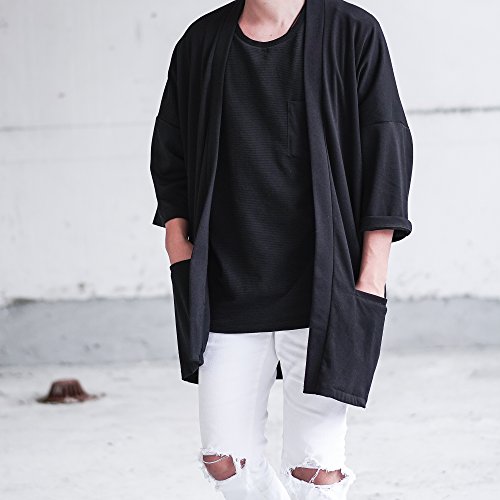 Image of Men's Long Oversized Kimono Cardigan Noragi Japan Jacket Haori Man Yukata Coat