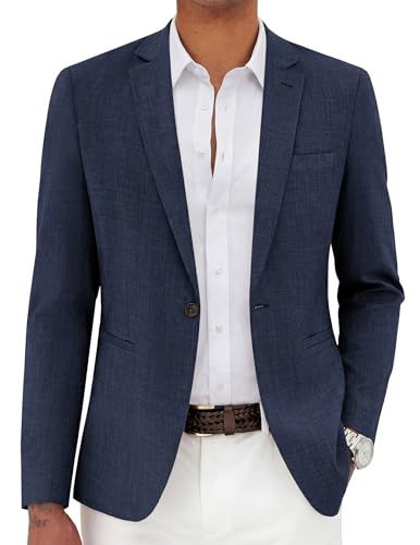 COOFANDY Men's Casual Blazer Slim Fit Lightweight Sport Coat One Button Suit Jacket Navy Blue