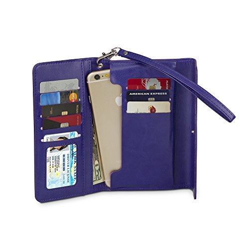 Universal Wallet Case Slim Clutch Folio for iPhone 7 Plus, 7, 6s Plus, 6 Plus, 6, Galaxy S7 Edge, S7, S6 edge, S6, Note 5, 4, More, PU Leather, 8 CARD SLOTS, 2 POCKETS including WINDOW POCKET