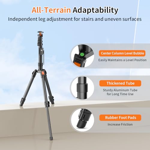 Image of XXZU 75 inch Camera Tripod,Aluminum Tripod for Camera Phone /Monopod with Remote | Cell Phone Tripod for iphone with Ball Head,Camera Stand for Canon /Sony /DSLR /Digital Camera Accessory Kits,Max Load 17.64lb