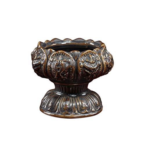 GOOZT Huit bougeoirs de bon augure Céladon en céramique pour lampe à beurre devant le Bouddha Enshrine Petit bougeoir d'aromathérapie Ornements en céramique Couleur : marron Taille : 1 pièce Cover